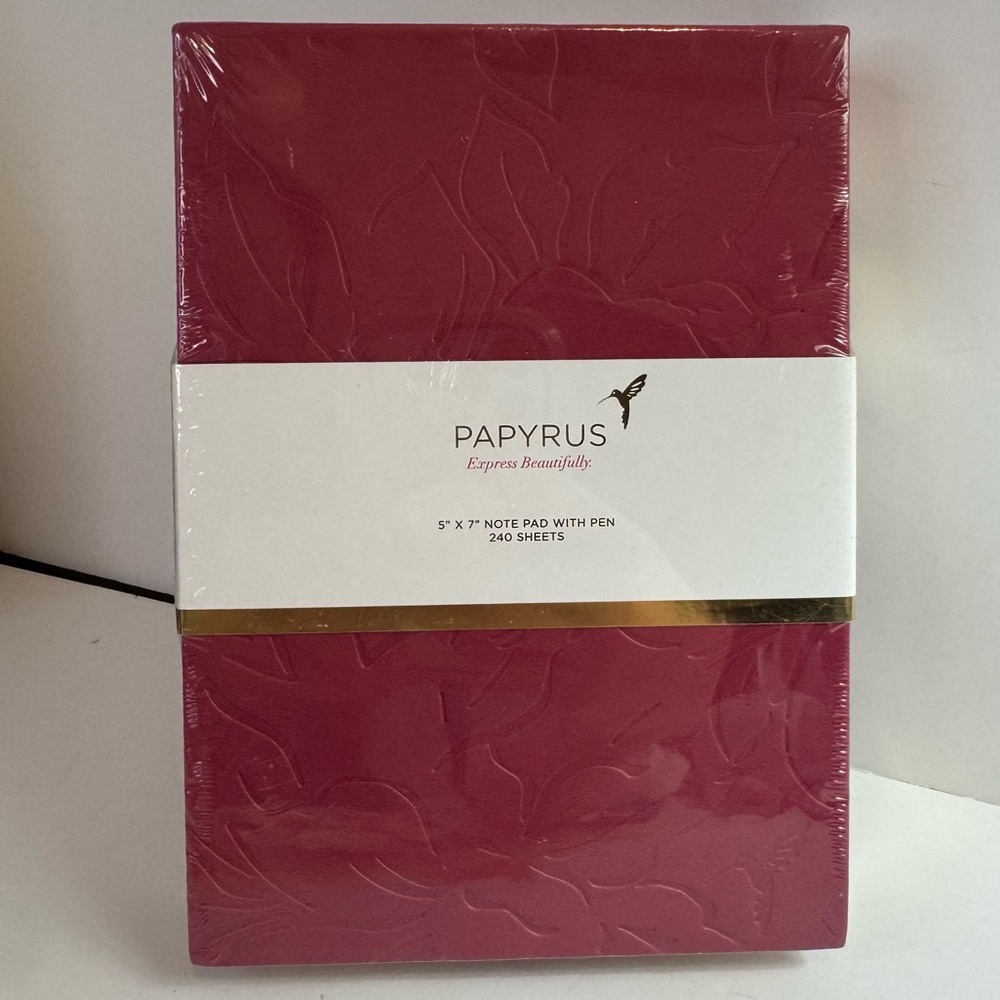 Papyrus Burgundy Note Pad with Pen
